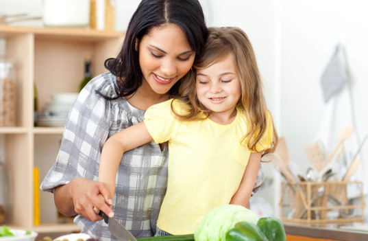 Mother and Daughter Cooking